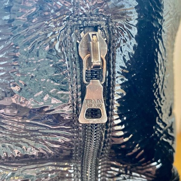 Prada Vintage Black Patent Leather Heeled Boots - Picture 8 of 14